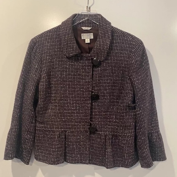 Talbots Collection Brown Tweed Blazer Jacket Career Womens Size 14 - Picture 1 of 3